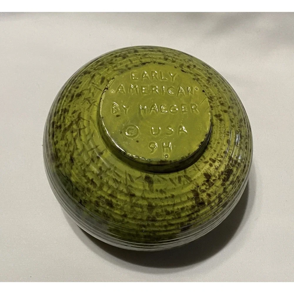 EARLY AMERICAN BY HAEGER GREEN COVERED BOWL SHAPE 9H NWT